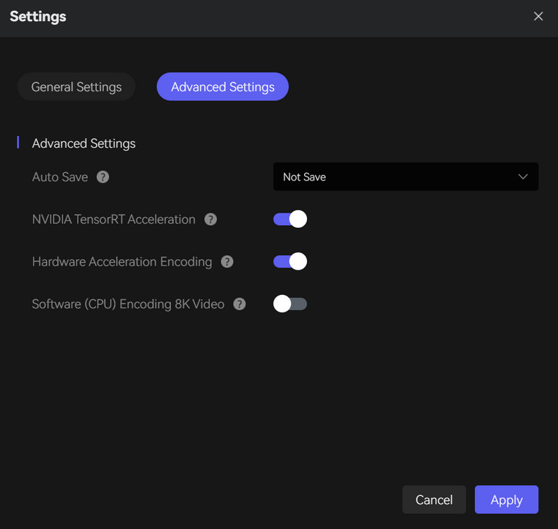 avclabs video enhancer ai advanced settings